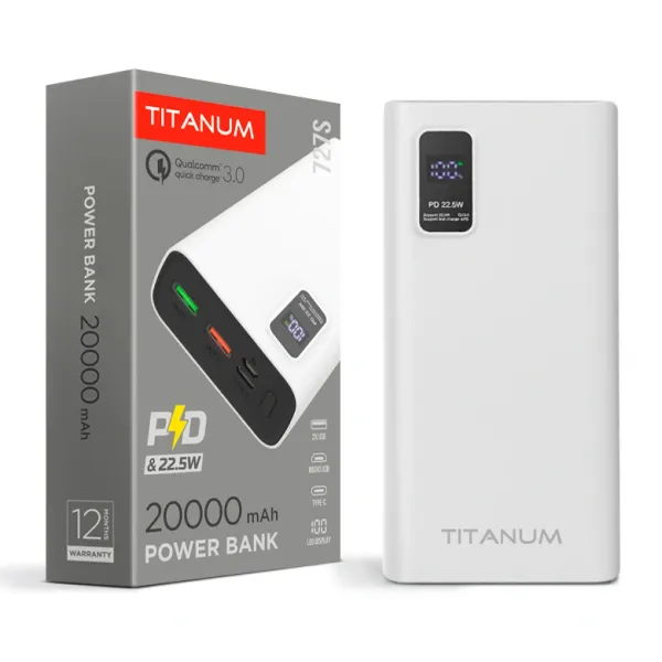 TITANUM 727S White 20 000 мА•г Повербанк