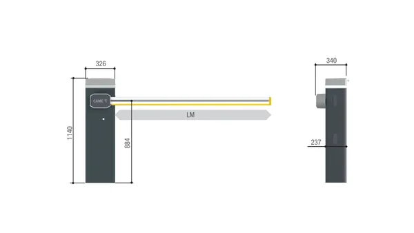CAME GARD GT4 Автоматичний шлагбаум (для проїздів до 4 м, 3 млн циклів, 350 циклів/год)
