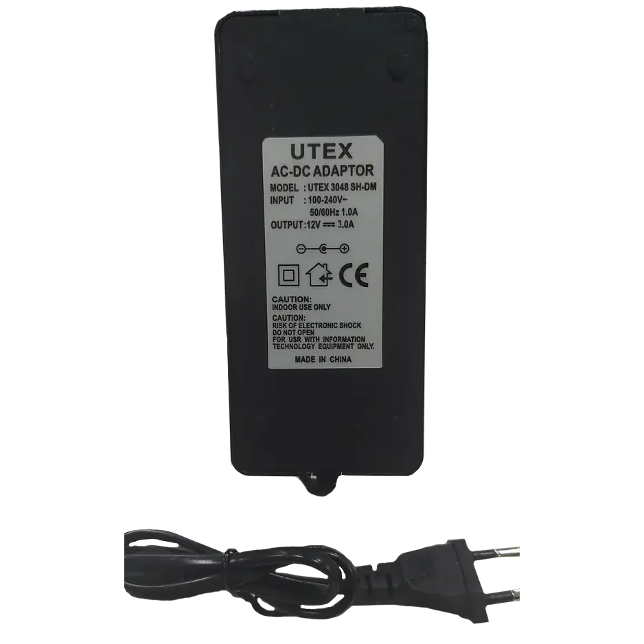 UTEX 3048SH-DM 12V 3А Блок живлення у пластиковому корпусі (шнур вилка)