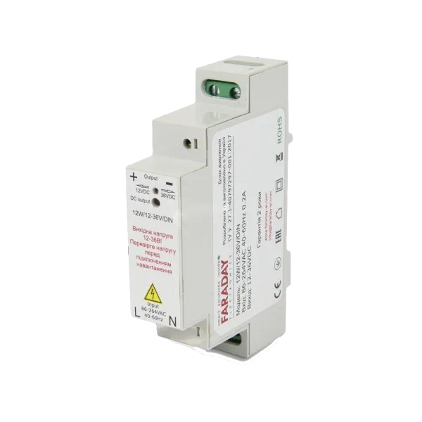 Faraday Electronics 12W/12-36V/DIN 11.8-37.5В 1-0.3А Блок живлення