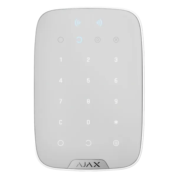 Бездротова клавіатура з підтримкою захищених карток і брелоків Ajax Superior Keypad Plus white Jeweller