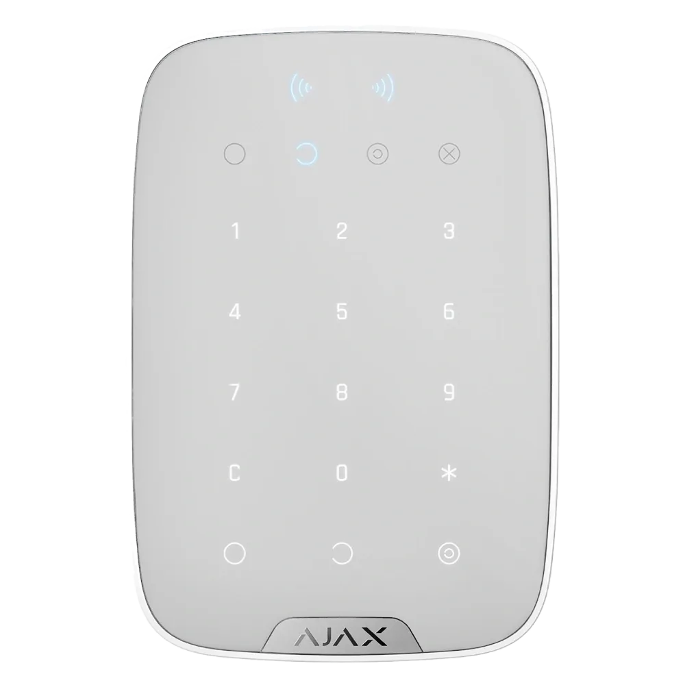 Бездротова клавіатура з підтримкою захищених карток і брелоків Ajax Superior Keypad Plus white Jeweller