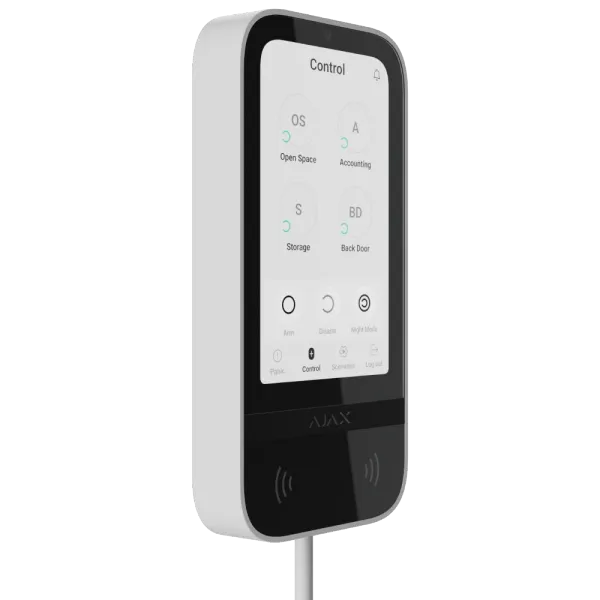 Клавіатура дротова сенсорна Ajax Superior KeyPad TouchScreen white Fibra