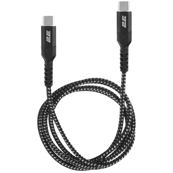 2E Type-C USB-C > USB-C Кабель заряджання/синхронізації 1м 240Вт плетений чорний