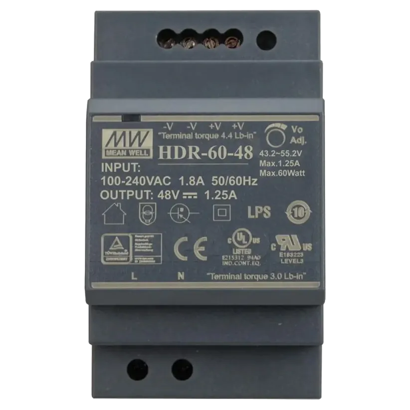 Mean Well HDR-60-48 48B 1.25А для монтажа на DIN рейку Блок живлення
