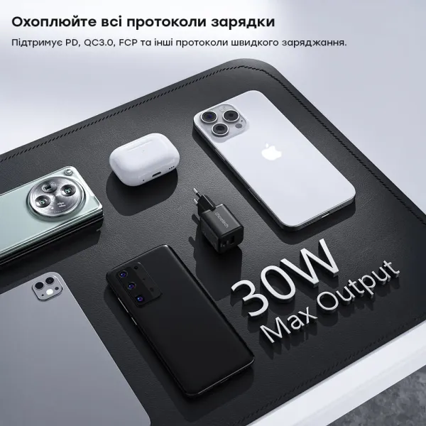 Choetech PD5012 mini Black PD30W GAN A+C Адаптер