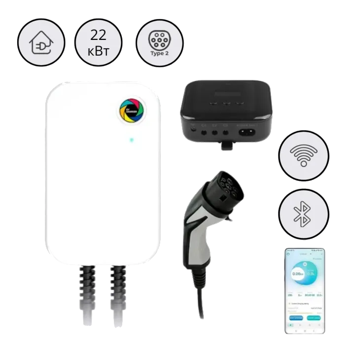 WB20-22KW-APP-DLB 32A 22 кВт Type 2 + APP + DLB Настіний зарядний пристрій