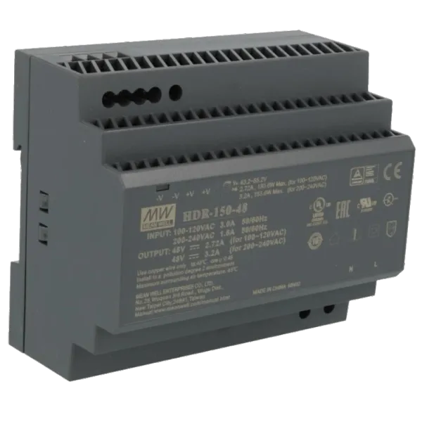 MeanWell HDR-150-48 48B 3.2А Блок живлення (для монтажа на DIN рейку)