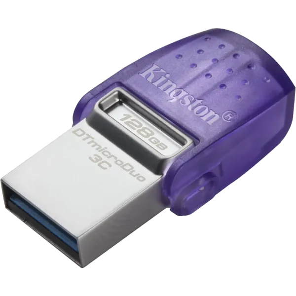 Kingston 128GB USB 3.2 Type-A Gen1 + Type-C DT microDuo 3C R200MB/s Накопичувач