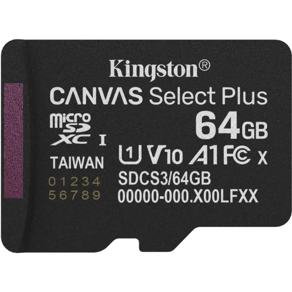 Kingston microSD64GB C10 UHS-I A1 V10 R100MB/s Карта пам'яті