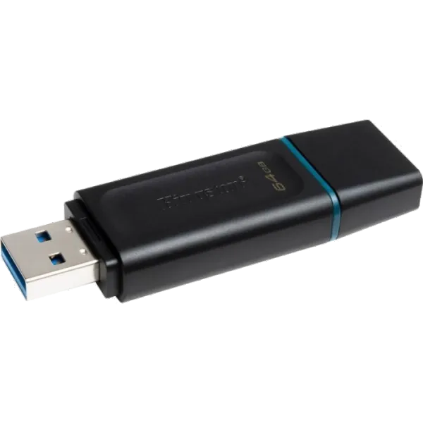 Kingston 64GB USB3.2 Gen 1 DataTraveler Exodia (Black + Teal) USB флеш накопичувач