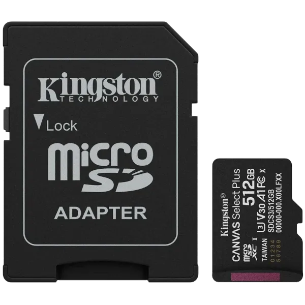 Kingston 512GB microSDXC Canvas Select Plus Gen3 Card + Adapter Модуль флеш-пам'яті