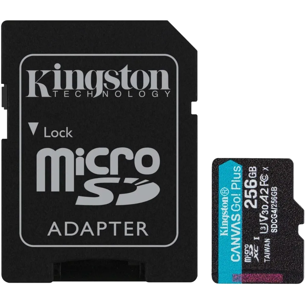 Kingston 256GB microSDXC Canvas Go Plus Gen4 A2 U3 V30 Card + Adapter Модуль флеш-пам'яті