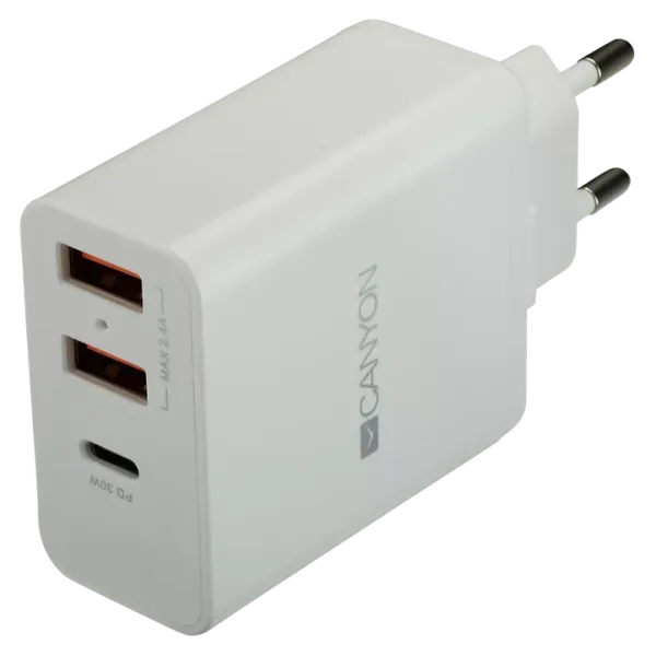 Canyon H-08 white (QC/PD 30W) Мережевий зарядний пристрiй