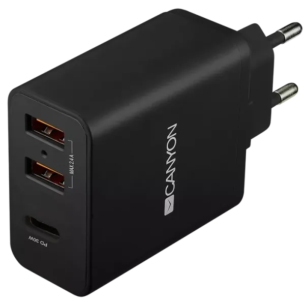 Canyon H-08 black (QC/PD 30W) Мережевий зарядний пристрiй