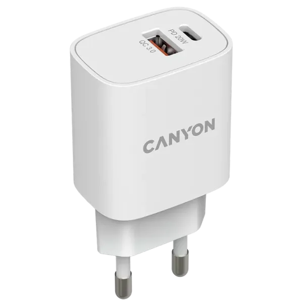 Canyon H-08 white (QC18W/PD 20W) Мережевий зарядний пристрiй