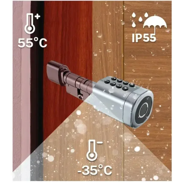 SEVEN LOCK SL-7774BF black (35-90мм) (циліндр) Біометричний замок