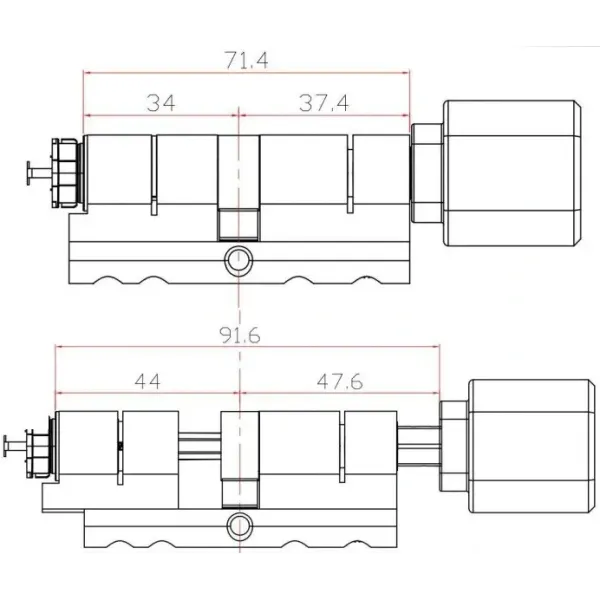 SEVEN LOCK SL-7774BF black (35-90мм) (циліндр) Біометричний замок