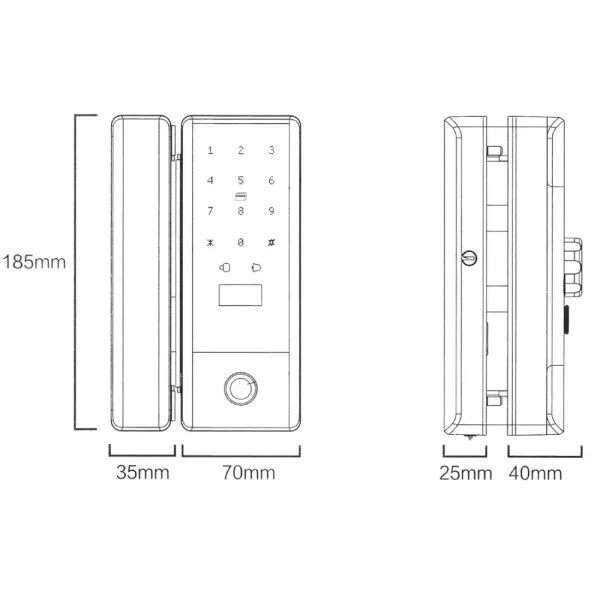 SEVEN LOCK SL-7776BF black Розумний біометричний замок на скляні двері