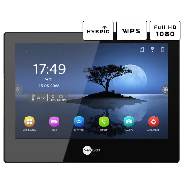 Neolight ALPHA Hybrid Black + SOLO FHD Graphite Комплект відеодомофону