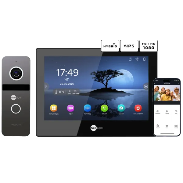 Neolight ALPHA Hybrid Black + SOLO FHD Graphite Комплект відеодомофону