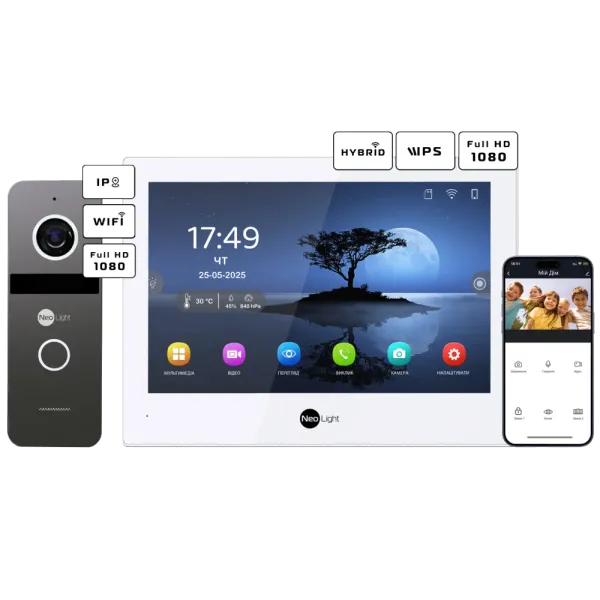 Neolight ALPHA Hybrid + SOLO IPW Graphite з кутком, PoE адаптер для панелі виклику Комплект відеодомофону
