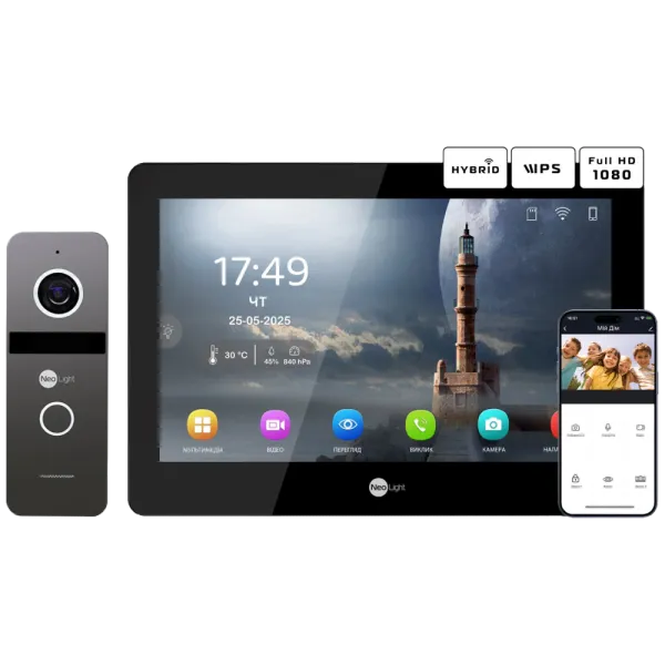 Neolight MEZZO Hybrid Black + SOLO FHD Graphite Комплект відеодомофону